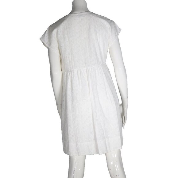 Wilfred Women's Small White Misha Dress Short Sleeve V-Neck Babydoll Mini $168 - Picture 6 of 7